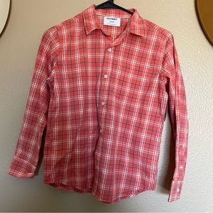 Brand New - NWT Old Navy Boy’s Classic Fit Salmon Button-down Plaid Shirt